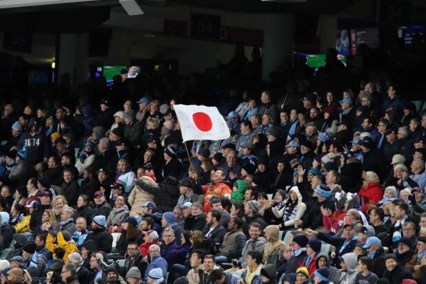 Japan celebrate some enterprising attacking play.