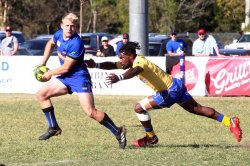 Andrew Deegan evades Moses Sorovi Brisbane v Force NRC 2018  (Credit: Sportography/QRU) 