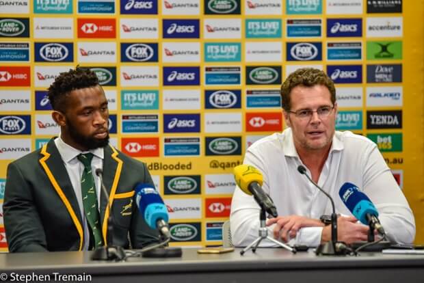 Springboks Captain Siya Kolisi and Coach Rassie Erasmus 