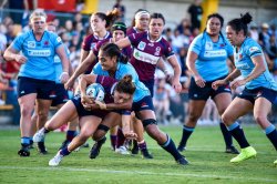 Sera Naiqama tackles Super W 2019 QLD v NSW (photo credit Keith McInnes)