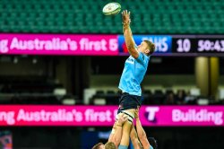 Tom Staniforth lineout Waratahs v Rebels 2019 (Credit Keith McInnes)