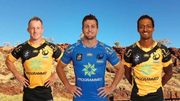 2020 Western Force jersey launch Tessman, Prior, Brache