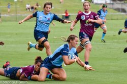 Arabella McKenzie is tackled by Hagiga Mosby