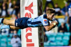 Will Harrison dives for the line Waratahs v Rebels Super Rugby 2020 (Credit - Keith McInnes Photography)