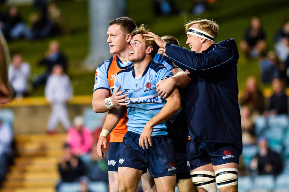 Will Harrison post try Waratahs v Rebels Super Rugby 2020 (Credit - Keith McInnes Photography)