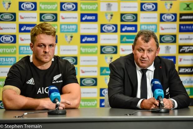 Sam Cane and Ian Foster in the post-match press conference
