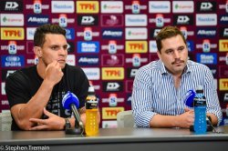 Matt Toomua and Dave Wessels at post-match press conference